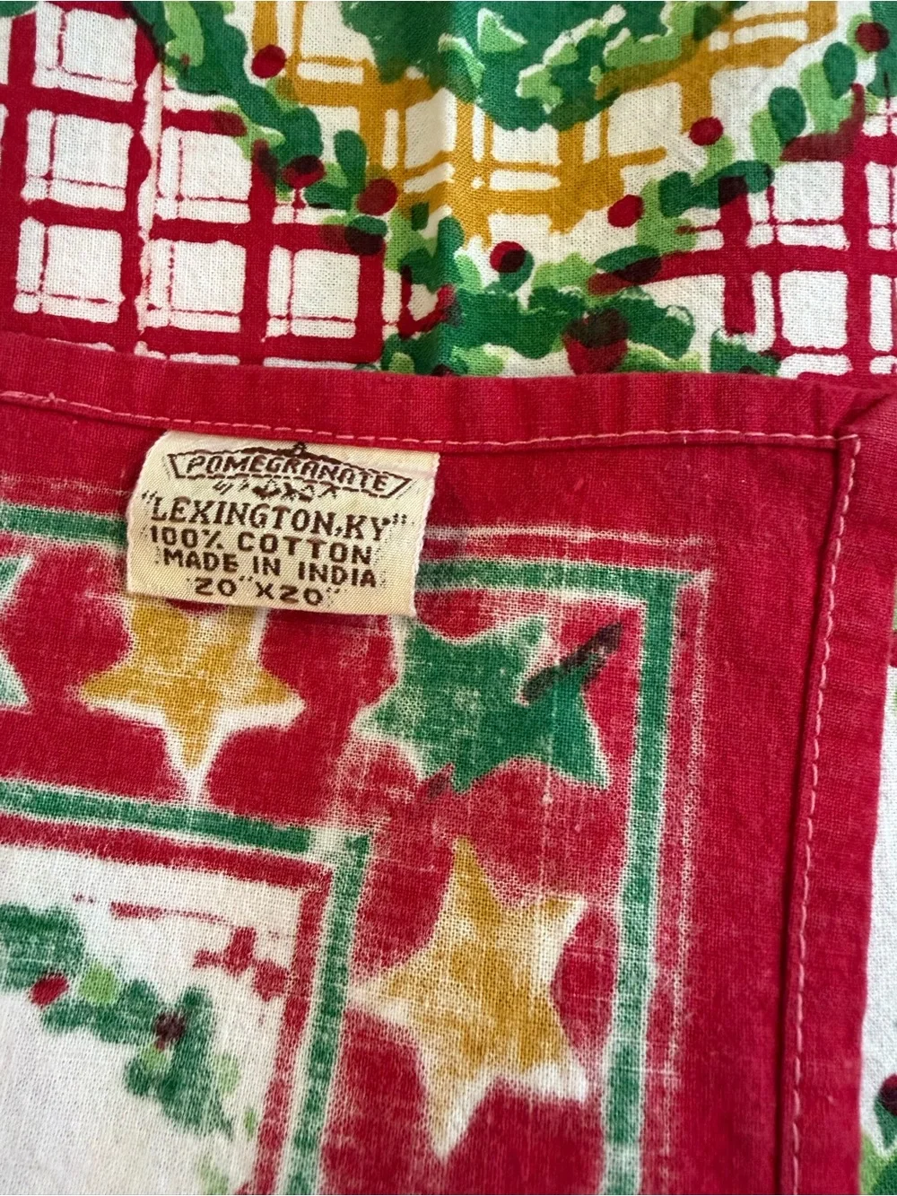 Festive Red & Green Christmas Tree pomegranate cloth napkins
